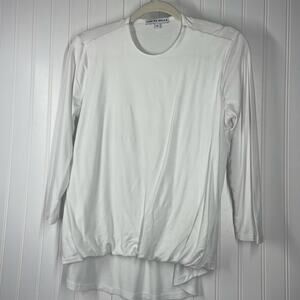 Yakira Bella Women’s White Long Sleeve Round Neck Blouse Top Size Small